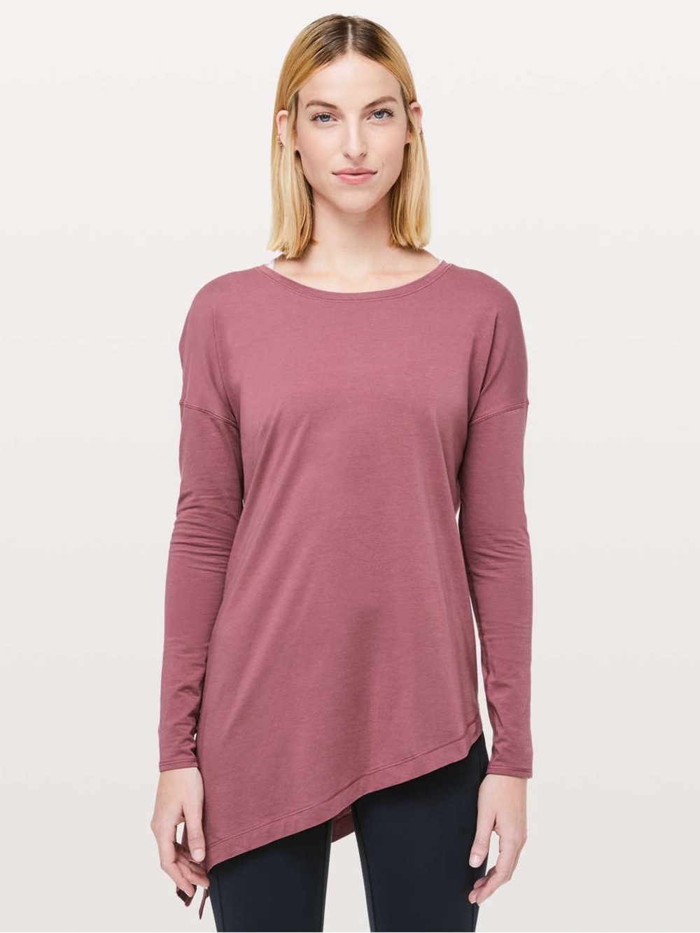 Lululemon To The Point Long Sleeve Misty Merlot Pima cotton tie side